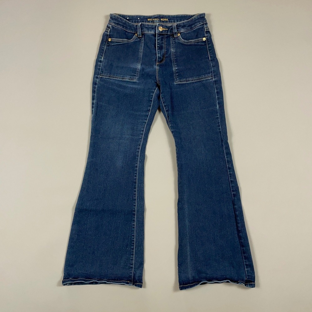 Michael Kors Selma Flare Jeans Dark Wash High Rise Denim Pants Womens Size 4